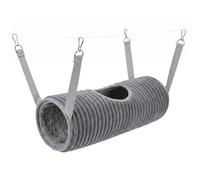 Ferret Hammock Tunnel, Play & Sleep Rat Hammock for Guinea Pigs, Rats, Hamsters, Soft Plush Cage Accessory - Gray - Rat