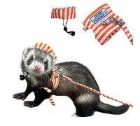 Ferret Harness and Leash Adjustable Soft Cotton Small Pet Harness with Safe Bell, No Pull Comfort Padded Vest for Ferret, Guinea Pigs, Chinchilla (Orange)