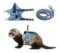 Ferret Harness and Leash Set, Adjustable Guinea Pig Chest Harness with Lead & Bell Short Plush Small Pet Vest for Squirrels Rabbits