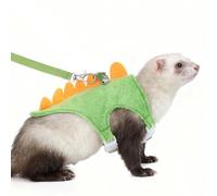 Ferret Harness and Leash Set Dinosaur Shaped Small Pet Harness and Leash Set with Safety Bell, Adjustable Vest for Ferret, Hedgehog, Guinea Pig, Rabbit and Other Small Animals
