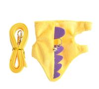 Ferret Harness and Leash Set Small Animals Vest Harness with Safe Bell Dinosaur Shaped Leash Set for Baby Rabbit Guinea Pig Teacup Chihuahua Mouse and Other Small Pet (Yellow)