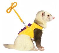 Ferret Harness and Leash Set Small Animals Vest Harness with Safe Bell Dinosaur Shaped Leash Set for Baby Rabbit Guinea Pig Teacup Chihuahua Mouse and Other Small Pet (Yellow)