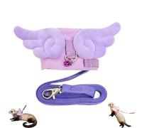 Ferret Harness and Leash Set with Angel Wing Design, Soft Mesh Vest and 120cm Rope for Safe Outdoor Walking, Pink Blue Purple 3 Colors, Small Pet Accessory for Ferret Meerkat (Purple)