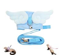 Ferret Harness and Leash Set with Angel Wing Design, Soft Mesh Vest and 120cm Rope for Safe Outdoor Walking, Pink Blue Purple 3 Colors, Small Pet Accessory for Ferret Meerkat (Blue)