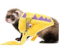 Ferret Harness Leash Adjustable Dinosaur Vest Outdoor Walking Control Traction Rope for Small Pet Guinea Pig Hamster Bunny Kitten Squirrel (Yellow)