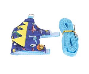Ferret Harness Leash, Adjustable Soft Vest Harness with D Ring for Small Animals, Polyester and Fleece Material - Comfortable Fit, Easy Control, Ideal for Guinea Pigs and Small (Dinosaur Kingdom)
