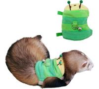 Ferret Harness Leash Cute Bee Cosplay Soft Fleece Vest Outfit with Safe Bell Adjustable Traction Rope Outdoor Walking Training for Guinea Pig Rat Bearded Dragon Kitten (Green)