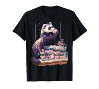 Ferret Holding Donut Portrait Motif Animal Artwork Ferret T-Shirt