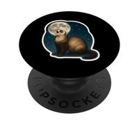 Ferret Howling At The Moon Funny Full Pet Owner Lover Quirky PopSockets Adhesive PopGrip