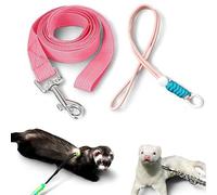 Ferret Leash Harness Adjustable Squirrel, Ferret Leash and Harness Sets for Ferrets Guinea Pig Chinchilla Rat Dragon Bearded Small Animal, Pet Squirrel Ferrets Accessories (Pink)