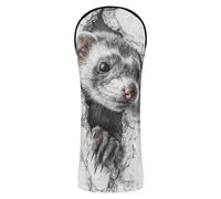 Ferret Mouse Marle Wall 3d Golf Cover Premium Leather Accessories with Interchangeable No. Tags for Driver Fairway Hybrid Wood golf cart cover