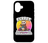 Ferret Professional Troublemaker Funny Owner Lover Mom Dad Case for iPhone 16