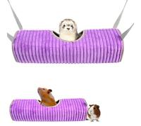 Ferret Rat Hammock Hamster Hanging Tunnels Tubes for Cage - Soft Guinea Pig Hideout Bed, Chinchilla Hammock for Small animals,GuineaPig,Ferret, Kitten,Squirrel,Chinchilla,Rat,Parrot (Tunnel-Purple)