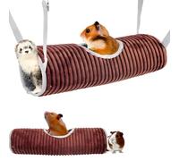 Ferret Rat Hammock Hamster Hanging Tunnels Tubes for Cage - Soft Guinea Pig Hideout Bed, Chinchilla Hammock for Small animals,GuineaPig,Ferret, Kitten,Squirrel,Chinchilla,Rat,Parrot (Tunnel-Brown)