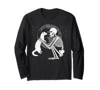 Ferret Skeleton Moon Halloween Pet Lover Long Sleeve T-Shirt