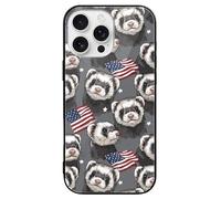 Ferret U.S. Flag Glass Phone Cases Compatible with iPhone 16 Pro Max | Novelty Funny Protective Cover 16/16 Plus/16 Pro/16 Pro Max/16 E