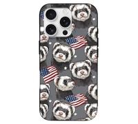 Ferret U.S. Flag Printed Phone Cover Case Compatible with iPhone 16/16 Plus/16 Pro/16 Pro Max/16 E Funny Lightweight TPU Phones Protector