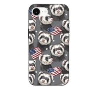 Ferret U.S. Flag Printed Phone Cover Case Compatible with iPhone 16/16 Plus/16 Pro/16 Pro Max/16 E Funny Lightweight TPU Phones Protector
