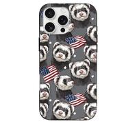 Ferret U.S. Flag Printed Phone Cover Case Compatible with iPhone 16/16 Plus/16 Pro/16 Pro Max/16 E Funny Lightweight TPU Phones Protector