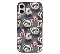 Ferret U.S. Flag Printed Phone Cover Case Compatible with iPhone 16/16 Plus/16 Pro/16 Pro Max/16 E Funny Lightweight TPU Phones Protector