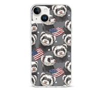 Ferret U.S. Flag Slim Phone Cases Compatible with iPhone 14 | Novelty Funny Protective Cover for 14/14 Plus/14 Pro/14 Pro Max