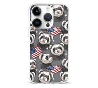 Ferret U.S. Flag Slim Phone Cases Compatible with iPhone 14 Pro Max | Novelty Funny Protective Cover for 14/14 Plus/14 Pro/14 Pro Max