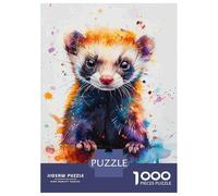 Ferret Watercolor 1000 Piece Jigsaw Puzzle Paper Puzzle Game for Adults Colorful Home Decor Gift 38x26cm/1000pcs