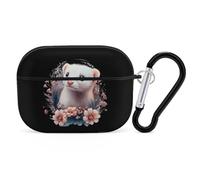 Ferret with Flower Personalized Wireless Bluetooth Earphone Protective Case Cover Compatible with Airpods Pro