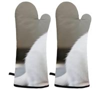 Ferret Zoom Heat Resistant Oven Mitts, 2 Pairs Non-Slip Silicone & Cotton Lining, Flexible Kitchen Gloves for Baking, Grilling, Cooking, Microwave & Air Fryer (Black & Gray)