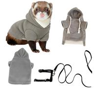 Ferrets Hoodie Sweater Shirt and Leash Harness Set for Cold Weather with Soft Fleece Fabric Nylon Rope Control Pet Ferrets Fleece Hoodie and Leash Harness Set for Winter Warmth