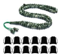 Ferreve 12 Sets Muslim Tasbih 99 Rosary Beads 8mm Green Islam Prayer with Allah Names Engraved Ramadan Muslim Gift, Islamic Ceremony Religious Eid Ramadan Gift for Men and Women(Green)