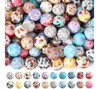 Ferreve 120 Pcs 15mm Silicone Beads Bulk Silicone Beads Print Rubber DIY Bracelet Making Kit for Keychain Making Pens Necklace Jewelry(Lovely)