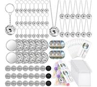 Ferreve 168 Pcs Disco Ball Party Favors Include Disco Brooch and Ball Keychain and Organza Bags Thank You Tags Compact Mirror Necklace Bulk for 70s 80s Party Favors Theme
