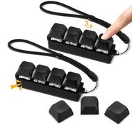Ferreve 2 Pcs Keyboard Fidget Toy Fidget Clicker Keyboard Four-Button Clicker Keychain Button ADHD Stress Relief Gifts for Adult to Relief Stress Pass The Time(Black)