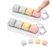 Ferreve 2 Pcs Keyboard Fidget Toys Fidget Clicker Keyboard Four-Button Clicker Keychain Button ADHD Stress Relief Gifts for Adult to Relief Stress Pass The Time(Blue, Green, Yellow, Pink, White)