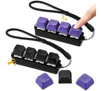Ferreve 2 Pcs Keyboard Fidget Toys Fidget Clicker Keyboard Four-Button Clicker Keychain Button ADHD Stress Relief Gifts for Adult to Relief Stress Pass The Time(Black, Purple)