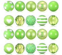 Ferreve 20 Pcs Chunky Bubblegum Beads 20mm Focal Beads Pen Beads Large Rhinestone Pearl Beads Christmas Beads for Pen School Jewelry Making Keychain Craft Making(Fruit Green)