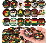 Ferreve 200 Pcs Black History Month Buttons Black History Pins Bulk Black History Buttons Badge Pins Black History Gifts for Black History Decorations Black History Month Party Supplies