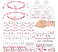 Ferreve 25 Sets Baby Shower Butterfly Party Favors for Guests Butterfly Bracelets Adjustable Wish Bracelets a Message from The Bump Card Baby Shower Return Gift for Gender Reveal