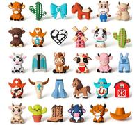 Ferreve 30 Pcs 3D Animal Silicone Focal Beads for Pens, Keychain Making, Focal Beads Bulk for Beadable Keychain DIY Crafts Necklace Bracelet Phone Chain Charms Jewelry Making (Cowboy Style)