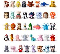 Ferreve 40 Pcs 3D Animal Silicone Focal Beads for Pens, Keychain Making, Focal Beads Bulk for Beadable Keychain DIY Crafts Bracelet Necklace Phone Chain Charms Jewelry Making(Vivid Style)