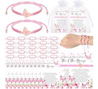 Ferreve 50 Sets Baby Shower Butterfly Party Favors for Guests Butterfly Bracelets Adjustable Wish Bracelets a Message from the Bump Card Baby Shower Return Gift for Gender Reveal