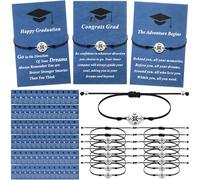 Ferreve 75 Pcs Graduation Bracelet Set Adjustable Compass Bracelets Graduation Cards College High School Class Cheer Gifts