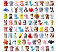 Ferreve 80 Pcs 3D Animal Silicone Focal Beads for Pens, Keychain Making, Focal Beads Bulk for Beadable Keychain DIY Crafts Bracelet Necklace Phone Chain Charms Jewelry Making (Cute Style)
