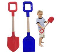 Ferricult 2Pcs Beach Shovel, Red Blue ABS Plastic Kids Shovel with Wooden Handle, Dual-Function Sandbox Tools for Building, Sculpting, or DiggingChristmas Decor