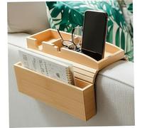 Ferricult Bamboo Couch Cup Holder - Non-Slip Sofa Arm Tray Table with Side Storage & Phone Slot for Drinks, Remote, Snacks - Foldable Couch Armrest Organizer, Decorazione
