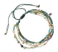 Ferricult Braided Bracelet for Women, Adjustable Boho Bracelet Multi-Strand Beaded Jewelry, Stackable Wrist Anklet, Handmade Boho, Wrap Around