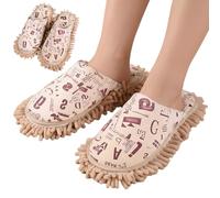 Ferricult Chenille Mop Slippers for Floor Cleaning, Reusable Washable House Shoes for Hands-Free Cleaning Beige, jour de Pâques