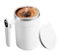Ferricult Self Stirring Coffee Mug 400ml Self Stirring Cup with Temperature Display Rechargeable Electric Coffee Mug with Lid and Handle for Office, Home, Travel, Milk Cocoa, Home Decors