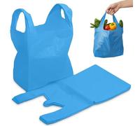 FERRIS | 200pk Strong Large Vest Carrier Bags with Handles | Multi-Purpose Heavy Duty Plastic Bags 11 x 17 x 21 | Use for Shopping, Market-Stalls, Takeaway, Groceries or General use in Kitchen (Blue)